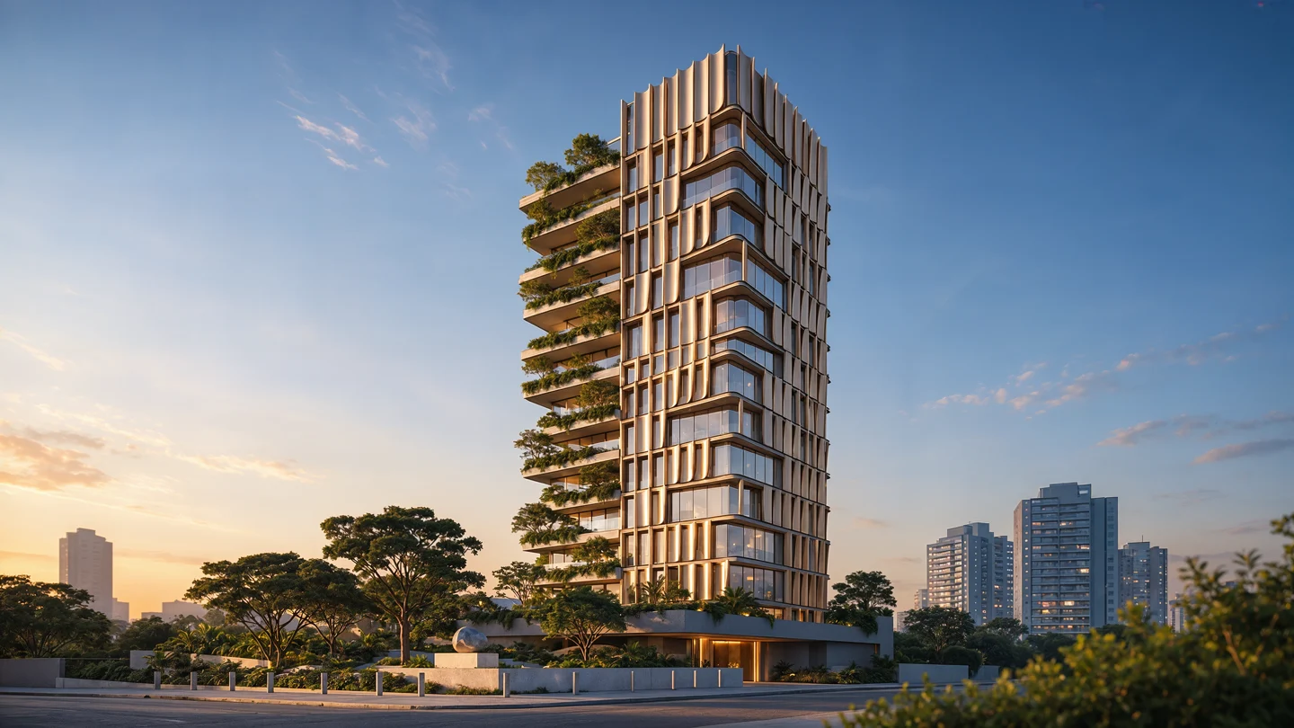 A torre ALTANA pronta, vista da rua
